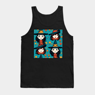 Witches With Black Hat Pattern Tank Top